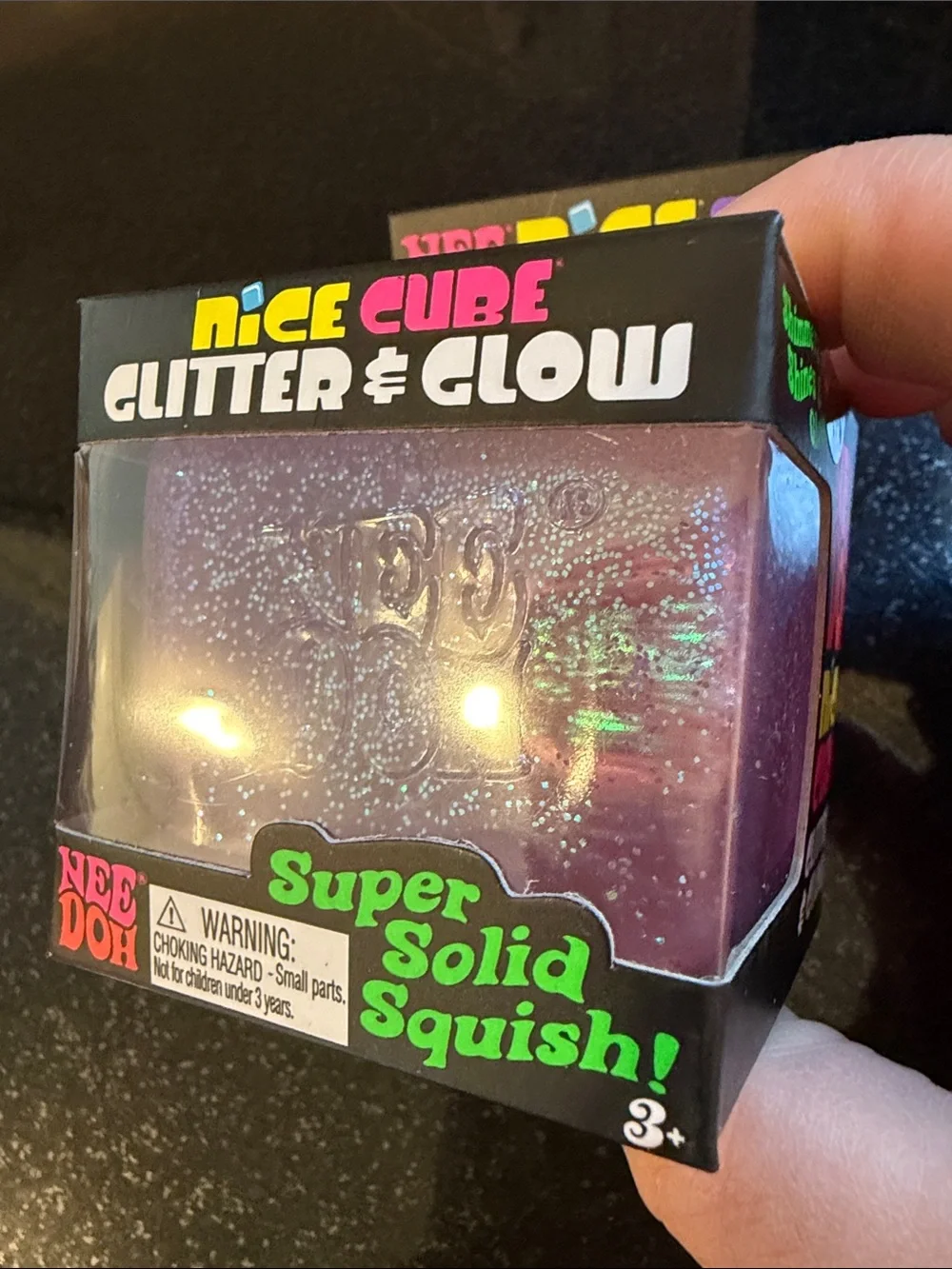 NIB 100% Auth NeeDoh Glitter & Glow Super Solid Squish - Purple